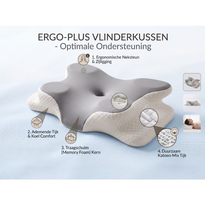 Slaapkussen kenmerken: ergonomische neksteun, ademende tijk en memory foam-kern
