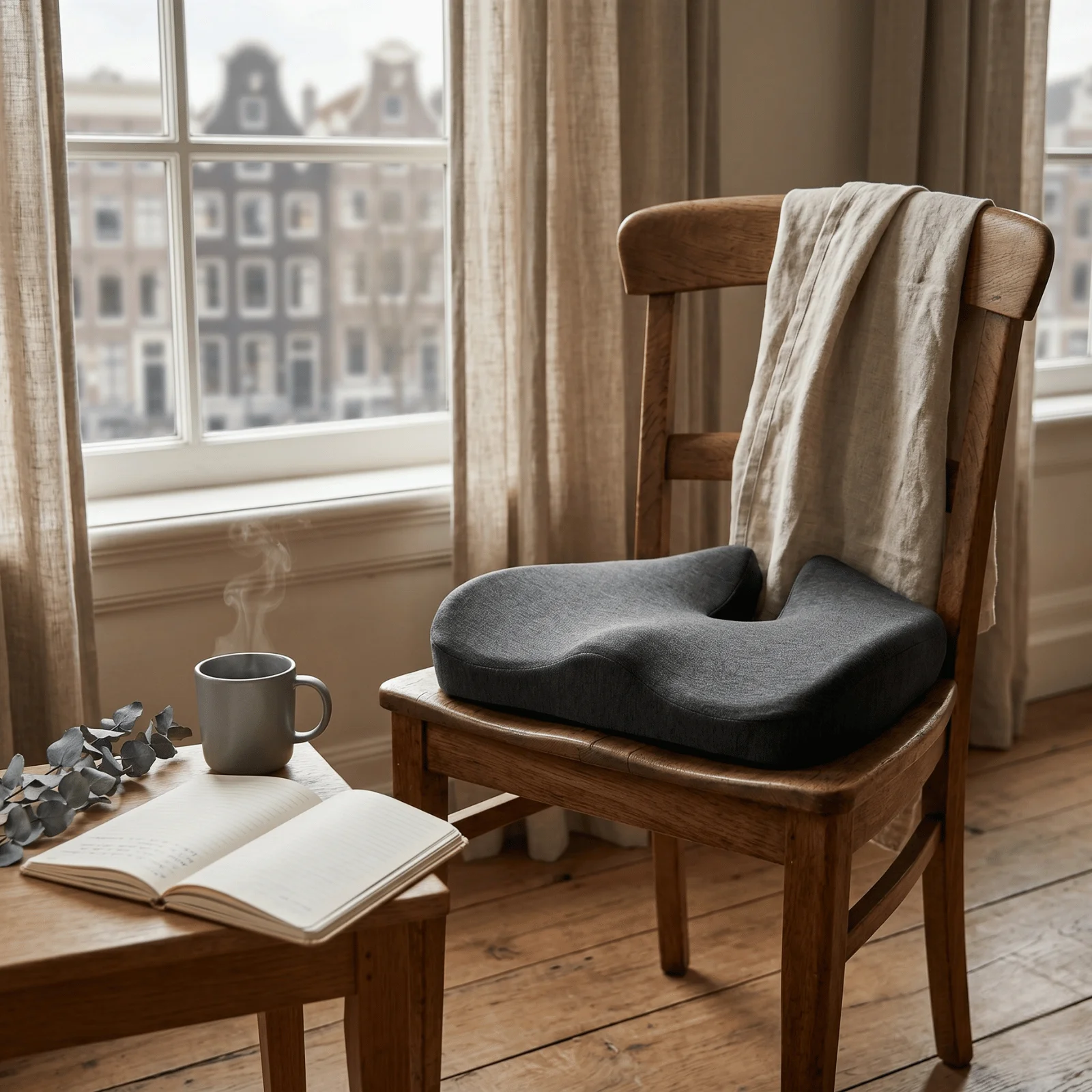 Ochtendkoffie bij een open boek