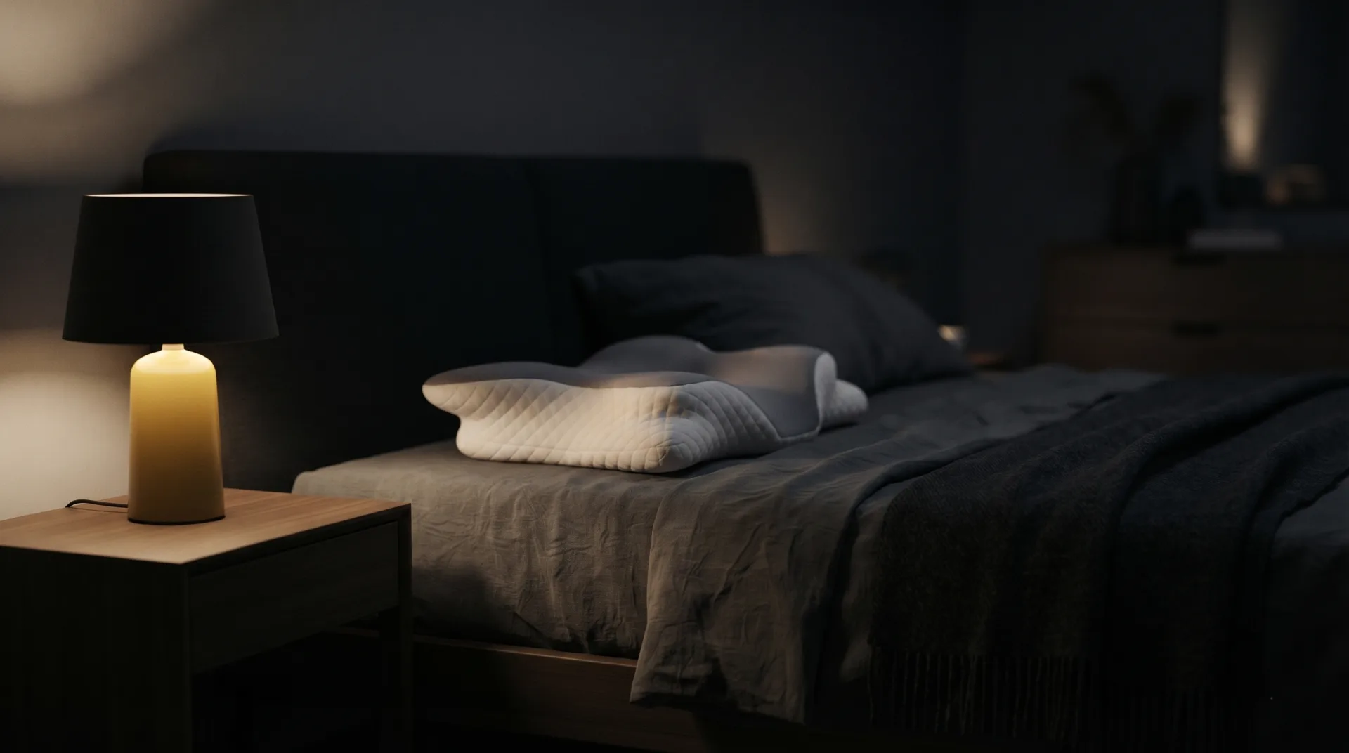 Rustige slaapkamer in zacht avondlicht
